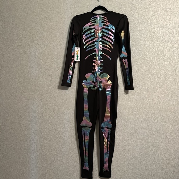 NWT IRIDESCENT SKELETON BODYSUIT HALLOWEEN COSTUME - Picture 5 of 7